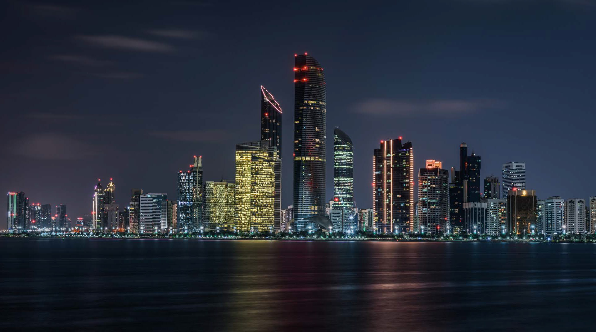 Abu Dhabi skyline at night