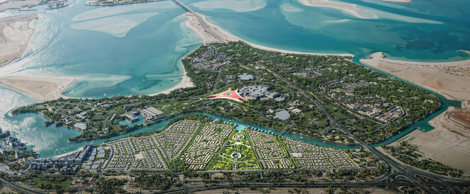Aerial view of Yas Island and Manchester City Yas Residences